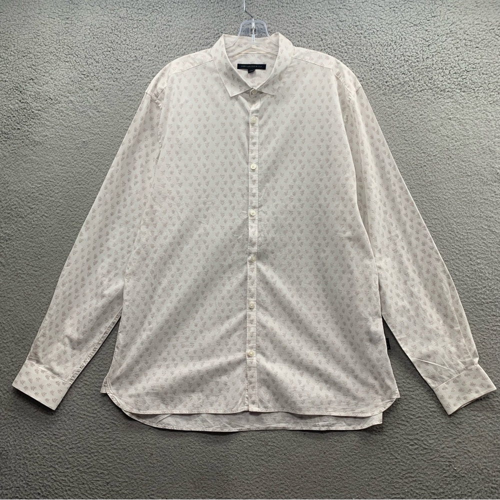 John Varvatos Mens 100% Cotton Long Sleeve Floral Print Button Up Shirt Size XL